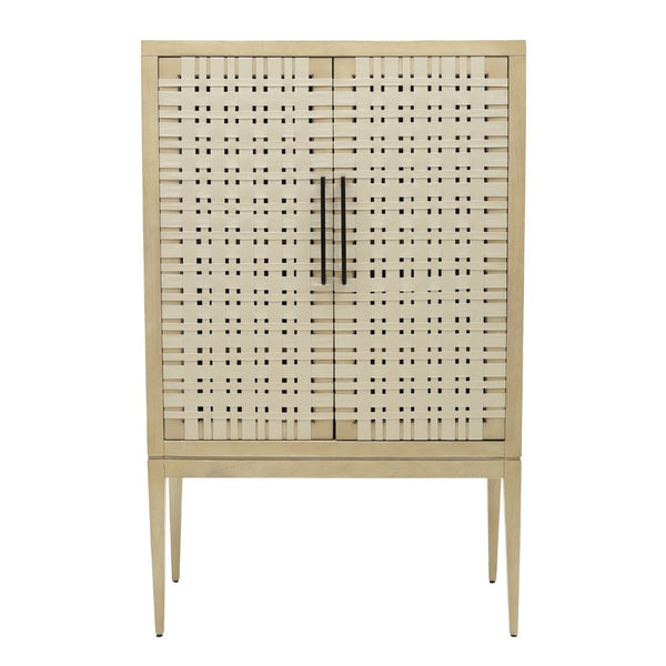 Atlas Sunset Harbor Cabinet - Coastal Tall Storage with Adjustable Shelves & Woven Cotton Webbing Design ST11079-01