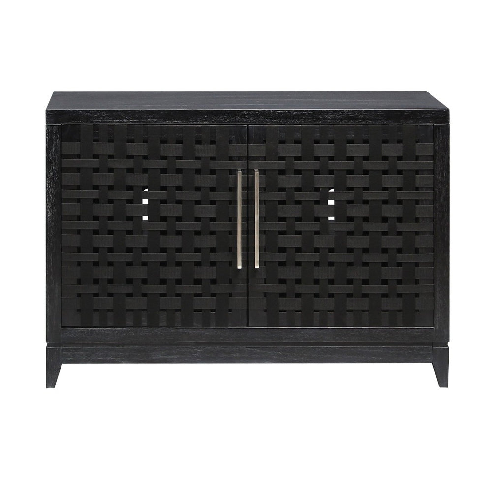 Atlas Sunset Harbor Credenza - Coastal Black Storage Cabinet with Fabric Webbing & Adjustable Shelving ST11080-02