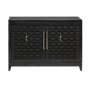 Atlas Sunset Harbor Credenza - Coastal Black Storage Cabinet with Fabric Webbing & Adjustable Shelving ST11080-02