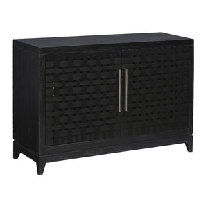 Atlas Sunset Harbor Credenza - Coastal Black Storage Cabinet with Fabric Webbing & Adjustable Shelving ST11080-02
