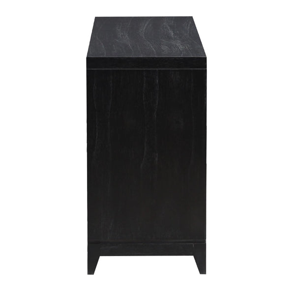 Atlas Sunset Harbor Credenza - Coastal Black Storage Cabinet with Fabric Webbing & Adjustable Shelving ST11080-02