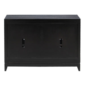 Atlas Sunset Harbor Credenza - Coastal Black Storage Cabinet with Fabric Webbing & Adjustable Shelving ST11080-02