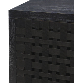 Atlas Sunset Harbor Credenza - Coastal Black Storage Cabinet with Fabric Webbing & Adjustable Shelving ST11080-02