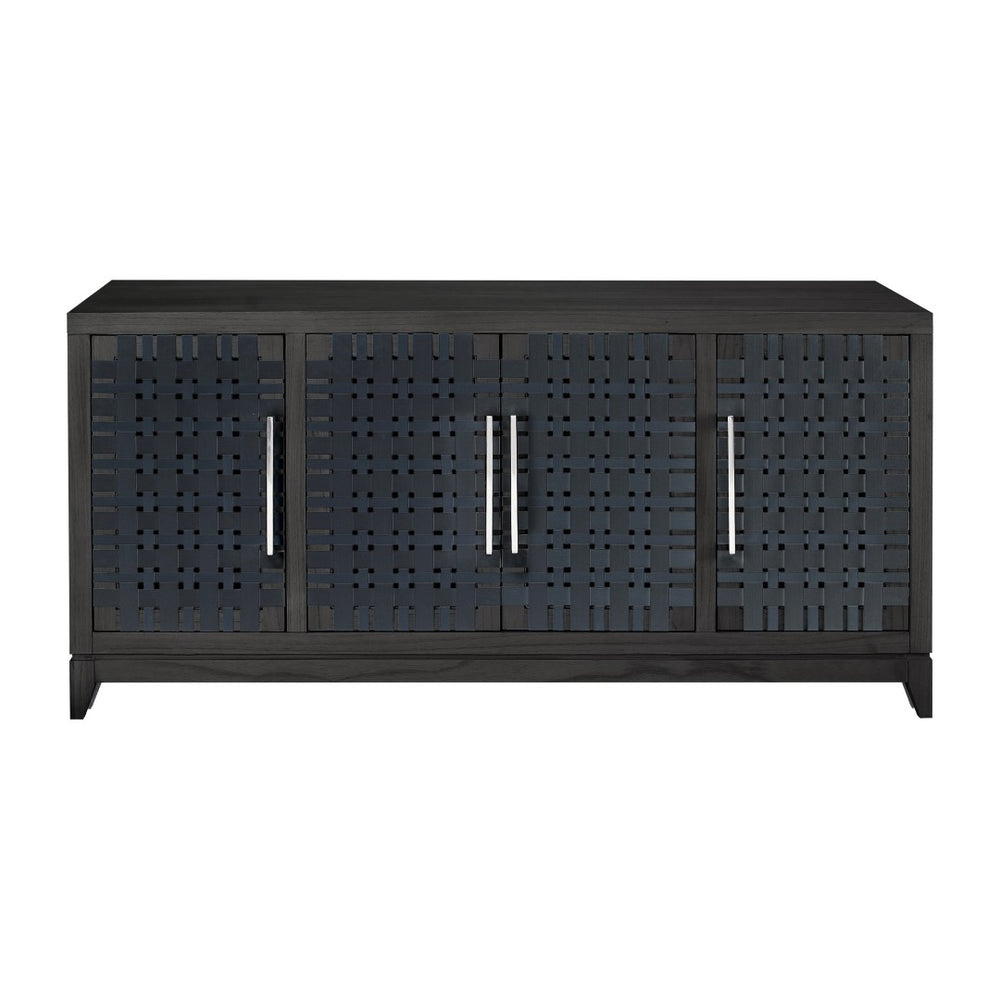 Atlas Sunset Harbor Credenza - Modern Black Storage Solution with Fabric Webbing & Adjustable Shelving ST11081-02