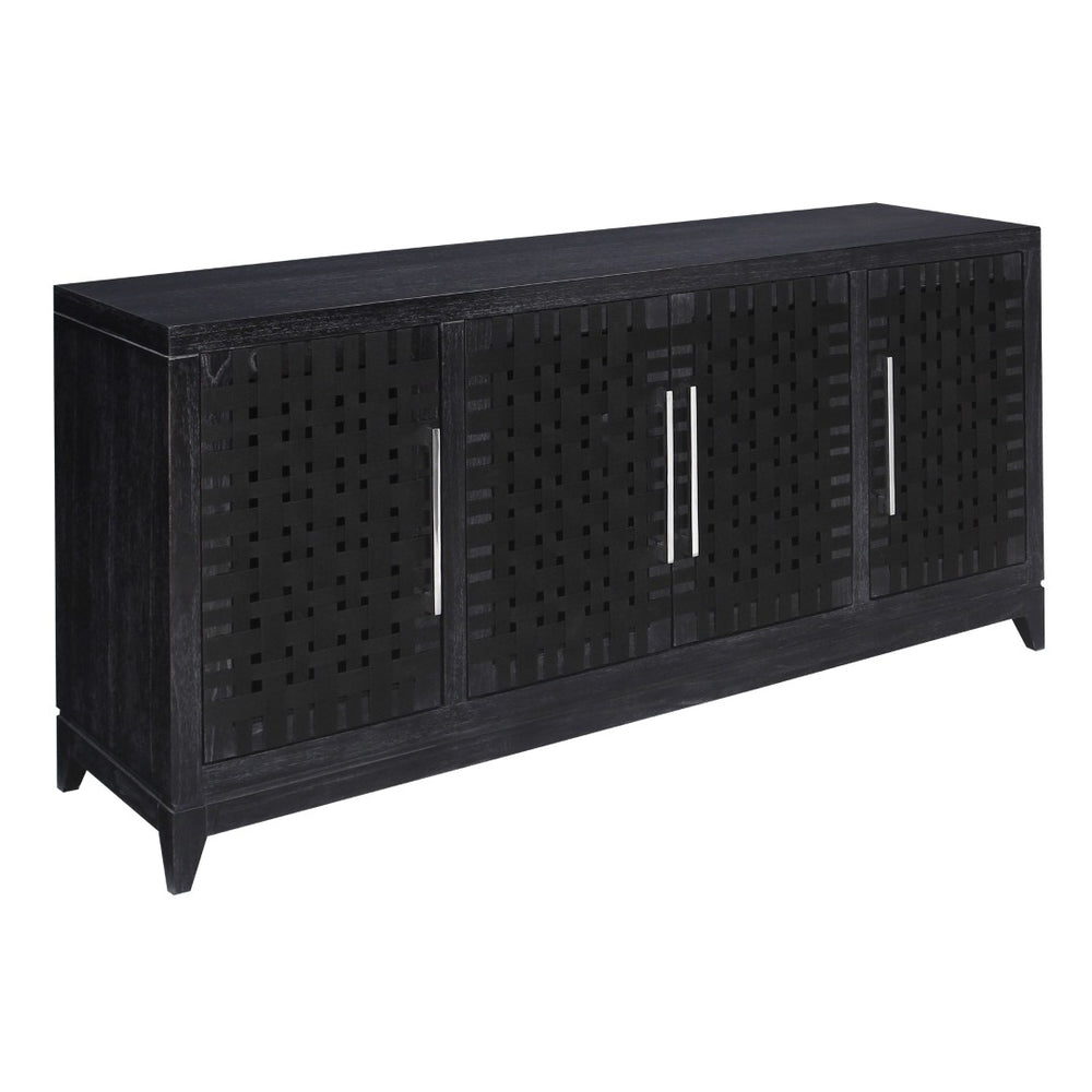 Atlas Sunset Harbor Credenza - Modern Black Storage Solution with Fabric Webbing & Adjustable Shelving ST11081-02