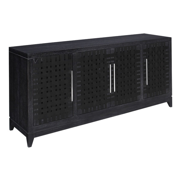 Atlas Sunset Harbor Credenza - Modern Black Storage Solution with Fabric Webbing & Adjustable Shelving ST11081-02
