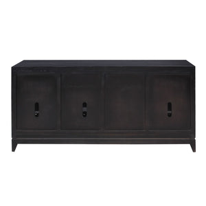 Atlas Sunset Harbor Credenza - Modern Black Storage Solution with Fabric Webbing & Adjustable Shelving ST11081-02