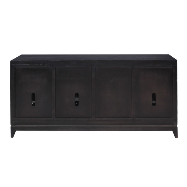 Atlas Sunset Harbor Credenza - Modern Black Storage Solution with Fabric Webbing & Adjustable Shelving ST11081-02