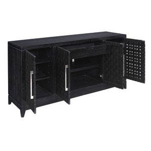 Atlas Sunset Harbor Credenza - Modern Black Storage Solution with Fabric Webbing & Adjustable Shelving ST11081-02