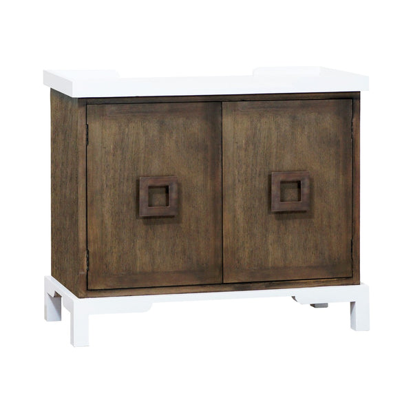 Atlas Tower Top Cabinet - Two-Tone Rustic Storage with Mahogany Doors, Ideal for Stylish Home Organization ST11086-01