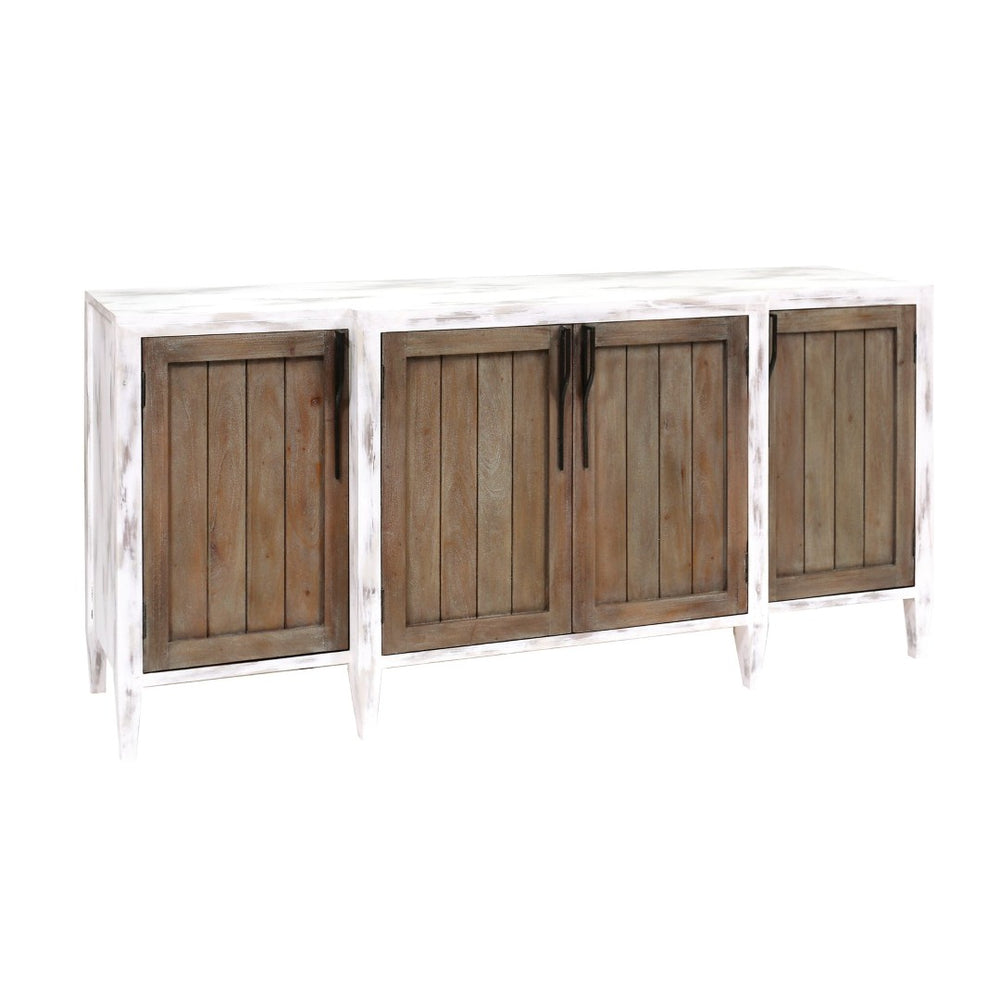 Atlas Wilder Handcrafted 4-Door Credenza: Rustic Charm with Two-Tone Finish & Ample Storage for Any Room ST11092-01
