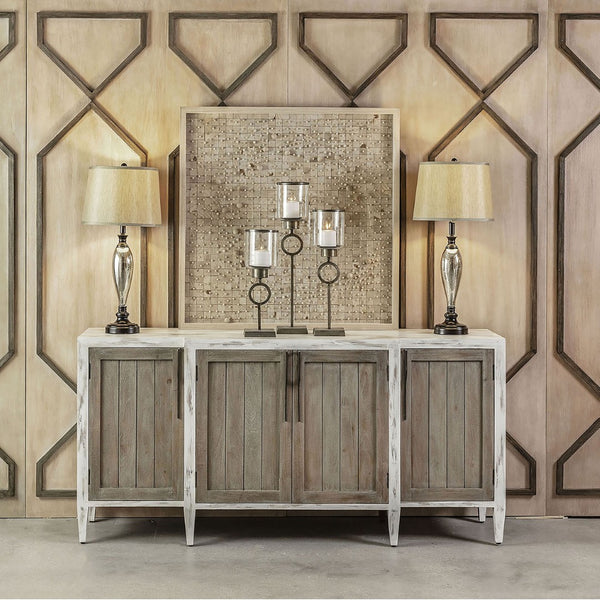 Atlas Wilder Handcrafted 4-Door Credenza: Rustic Charm with Two-Tone Finish & Ample Storage for Any Room ST11092-01