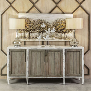 Atlas Wilder Handcrafted 4-Door Credenza: Rustic Charm with Two-Tone Finish & Ample Storage for Any Room ST11092-01