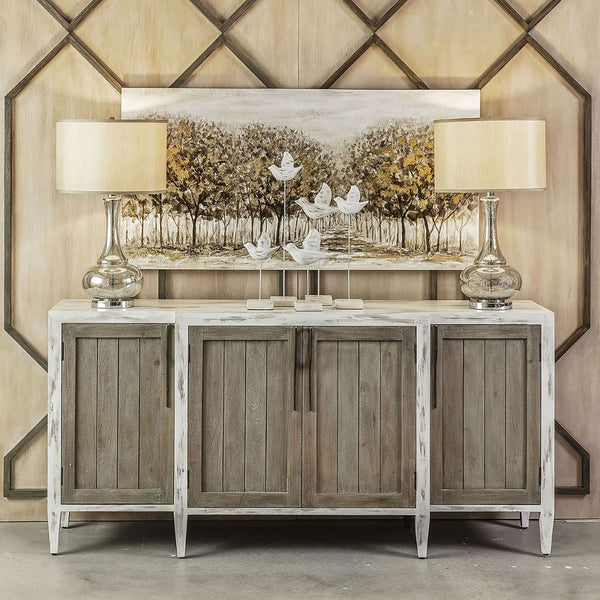 Atlas Wilder Handcrafted 4-Door Credenza: Rustic Charm with Two-Tone Finish & Ample Storage for Any Room ST11092-01