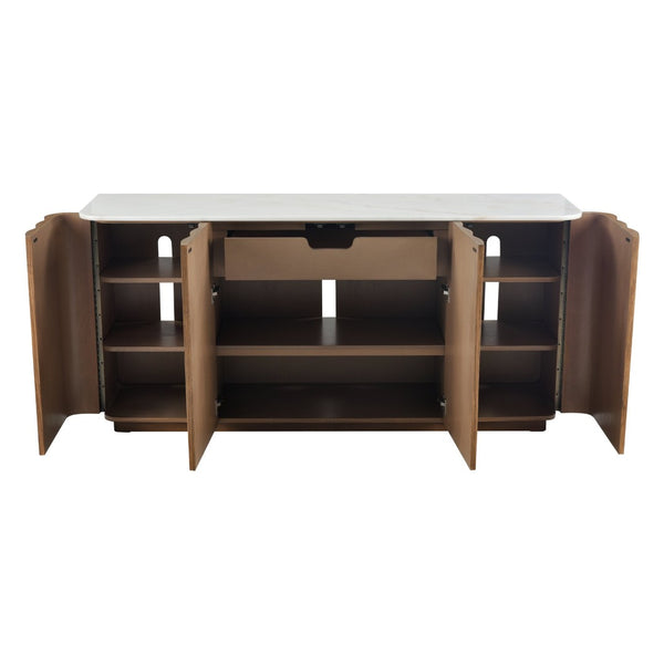 Atlas Woodside Credenza - Elegant Medium Oak with Marble Top for Stylish Storage & Organization Solutions ST11094-01