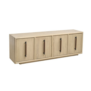 Atlas Yearling Credenza - Contemporary Light Oak Storage with Leather Handles for Stylish Living Spaces ST11095-01