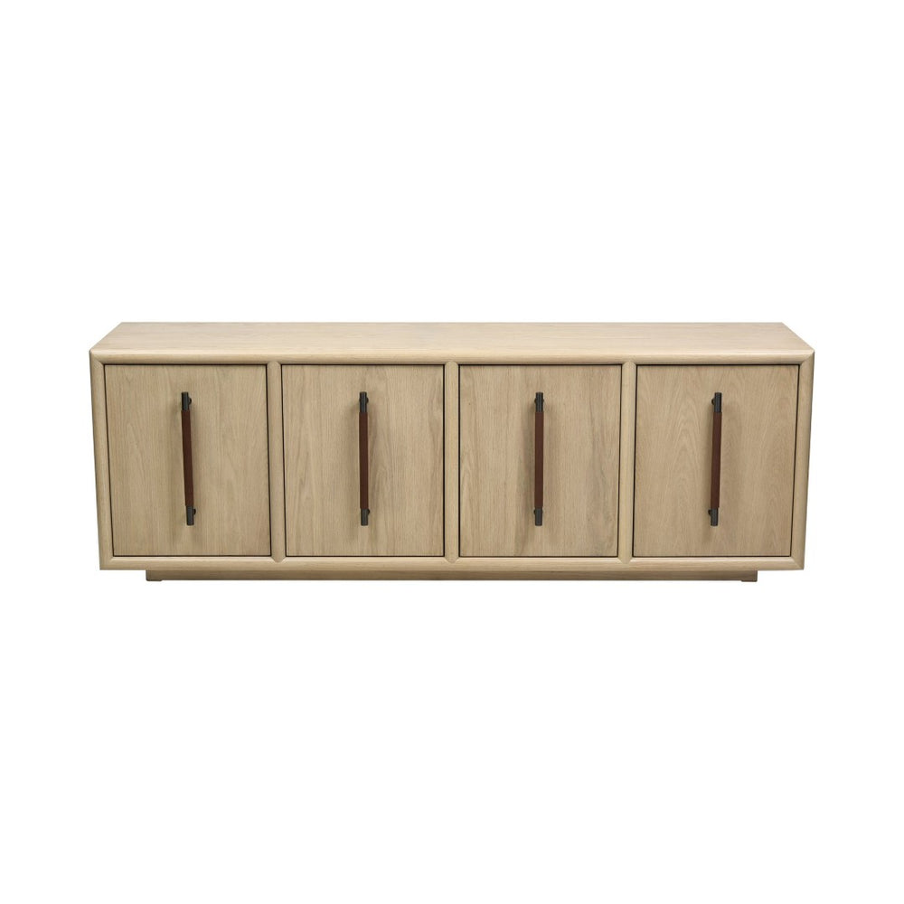 Atlas Yearling Credenza - Contemporary Light Oak Storage with Leather Handles for Stylish Living Spaces ST11095-01