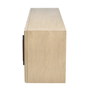 Atlas Yearling Credenza - Contemporary Light Oak Storage with Leather Handles for Stylish Living Spaces ST11095-01
