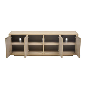 Atlas Yearling Credenza - Contemporary Light Oak Storage with Leather Handles for Stylish Living Spaces ST11095-01