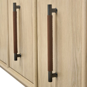 Atlas Yearling Credenza - Contemporary Light Oak Storage with Leather Handles for Stylish Living Spaces ST11095-01