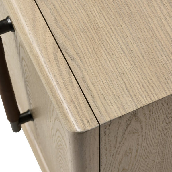 Atlas Yearling Credenza - Contemporary Light Oak Storage with Leather Handles for Stylish Living Spaces ST11095-01