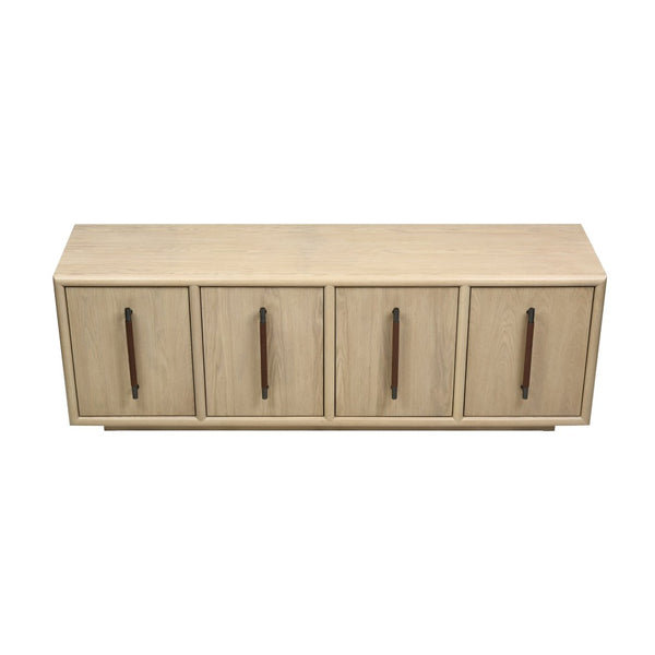 Atlas Yearling Credenza - Contemporary Light Oak Storage with Leather Handles for Stylish Living Spaces ST11095-01