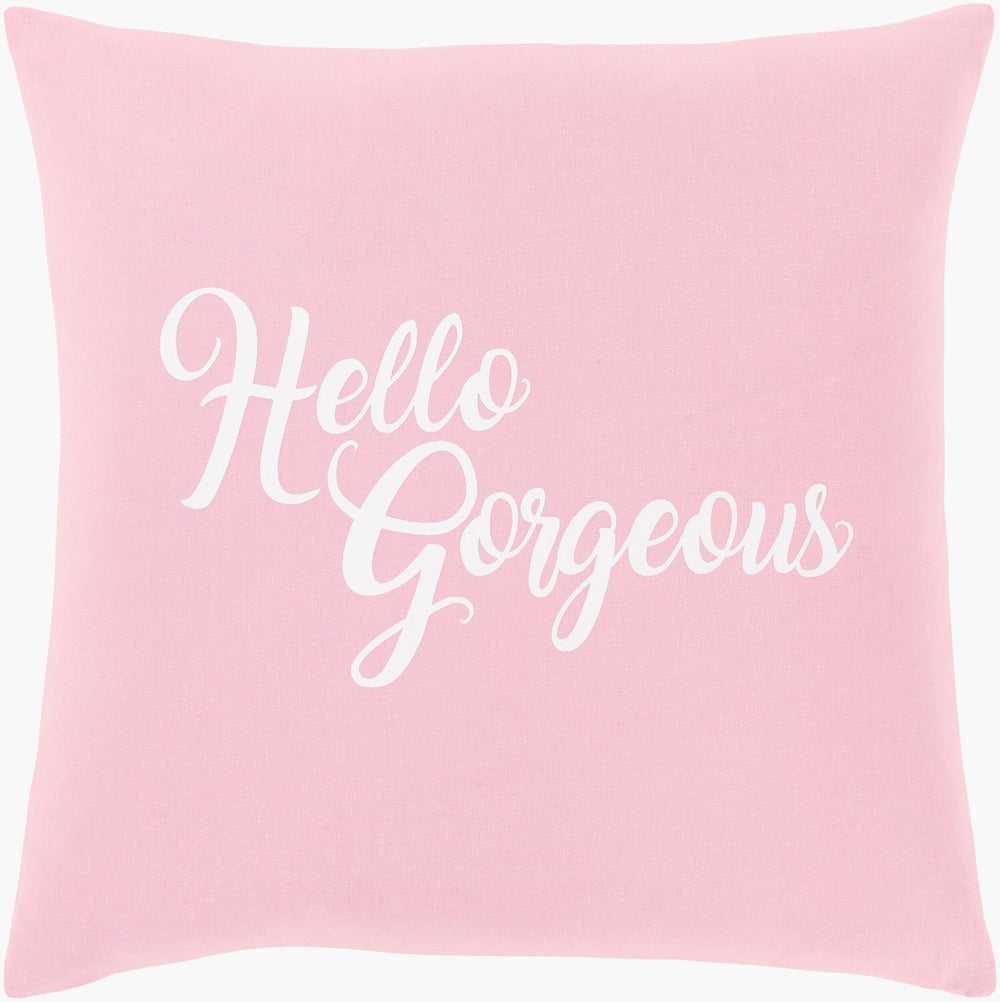 Surya Typography St-113 18"X18" Cotton Accent Pillow - Bold Design For Chic Home Décor & Comfort Light Pink Cotton,Cotton St113-1818