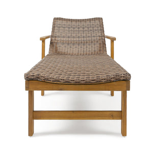 English Elm Hampton Acacia Hardwood Wicker Outdoor Chaise Lounge with Five Reclining Positions 63763.00
