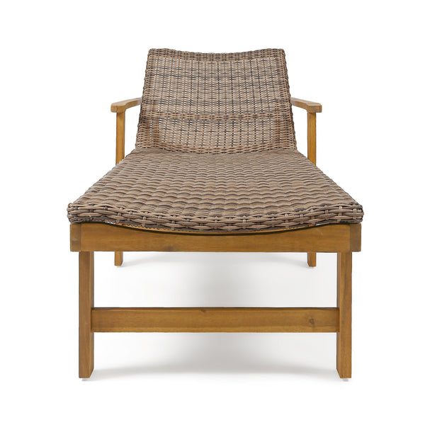 English Elm Hampton Acacia Hardwood Wicker Outdoor Chaise Lounge with Five Reclining Positions 63763.00