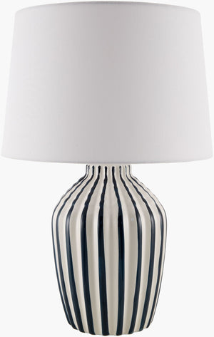 Livabliss Stratos Ceramic Industrial Rustic Table Lamp with Linen Shade for Bedside Accent STA-001