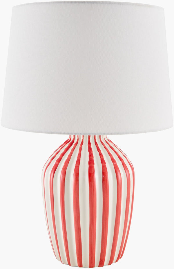 Livabliss Stratos Ceramic Industrial Rustic Accent Lamp with Linen Shade and Iron Finial Detail STA-002