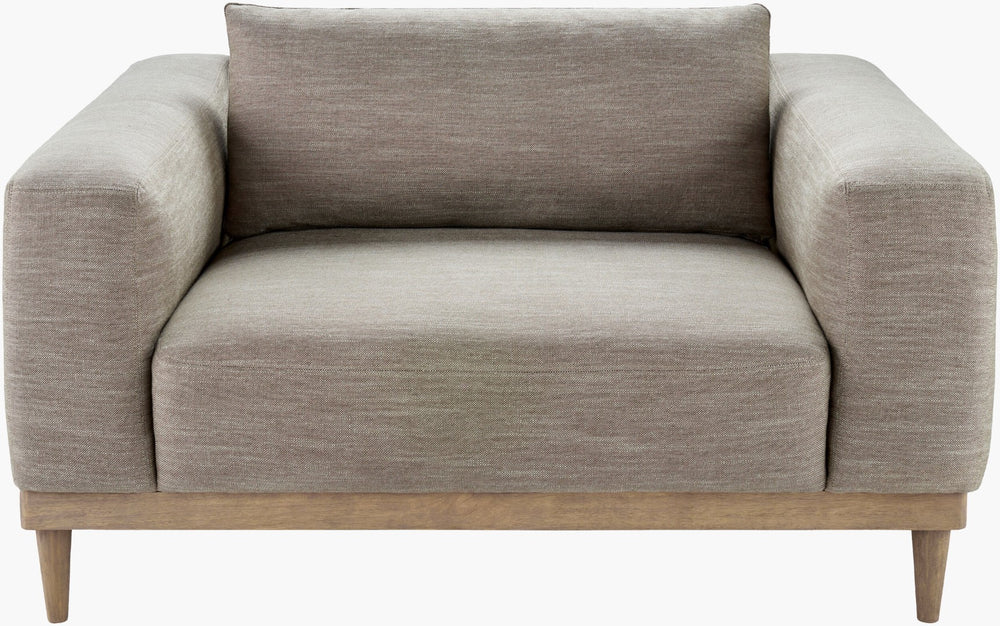 Surya Strattan Elegant 38"H X 54"W X 40"D Accent Chair - Luxurious Linen, Timeless Style For Any Room Upholstery, Light Brown,Base, Gray Linen,Oak,Rubber Wood,Polyurethane Foam,Dacron Stan-002