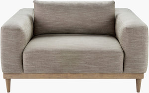 Surya Strattan Elegant 38"H X 54"W X 40"D Accent Chair - Luxurious Linen, Timeless Style For Any Room Upholstery, Light Brown,Base, Gray Linen,Oak,Rubber Wood,Polyurethane Foam,Dacron Stan-002