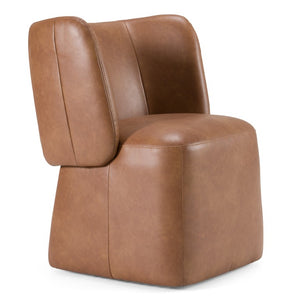 VIG Furniture Standing Modern Brown Vegan Leather Dining Chair With Swivel, Castor Wheels, Plush Cushioning, 275Lb Capacity VGKK-KF.Y1255-BRN