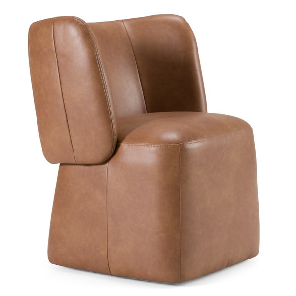 VIG Furniture Standing Modern Brown Vegan Leather Dining Chair With Swivel, Castor Wheels, Plush Cushioning, 275Lb Capacity VGKK-KF.Y1255-BRN