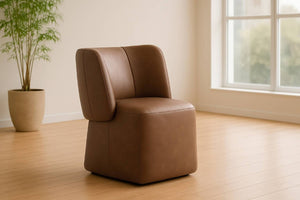 VIG Furniture Standing Modern Brown Vegan Leather Dining Chair With Swivel, Castor Wheels, Plush Cushioning, 275Lb Capacity VGKK-KF.Y1255-BRN