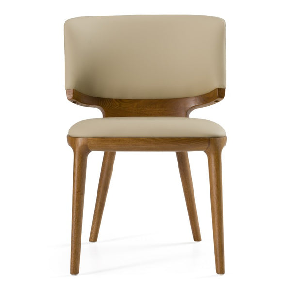 VIG Furniture Stanley Contemporary Beige Leatherette Dining Chairs Set Of 2 — Walnut Frame, Supportive, No Assembly VGCS-CH20066-DC