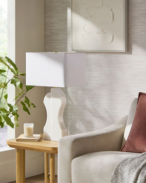 Surya Setubal Marble Base Accent Table Lamp with Linen Shade for Warm Ambient Glow STB-001