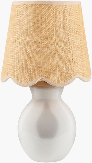 Livabliss Stella Ceramic Cottage Accent Lamp with Cotton Shade for Warm Ambient Bedroom Glow STD-011