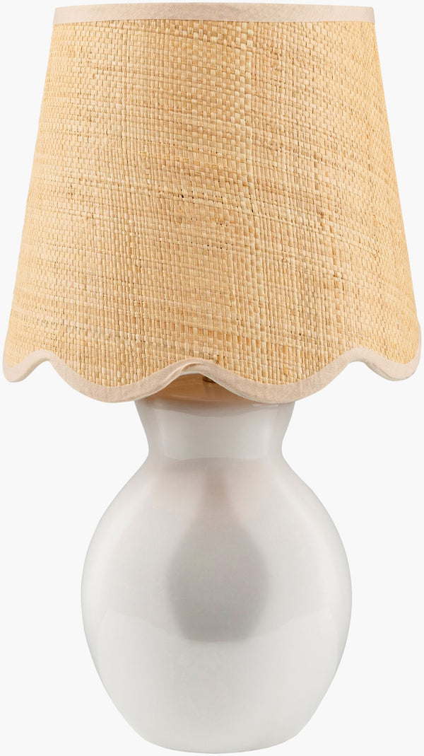 Livabliss Stella Ceramic Cottage Accent Lamp with Cotton Shade for Warm Ambient Bedroom Glow STD-011