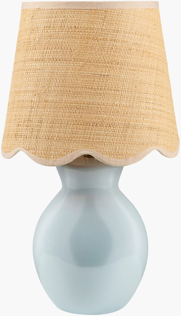 Livabliss Stella Ceramic Cottage Table Lamp with Cotton Shade for Bedroom or Living Space STD-012