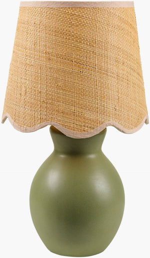 Livabliss Stella Ceramic Accent Lamp Cotton Shade Cottage Style for Bedside or Console Tables STD-014