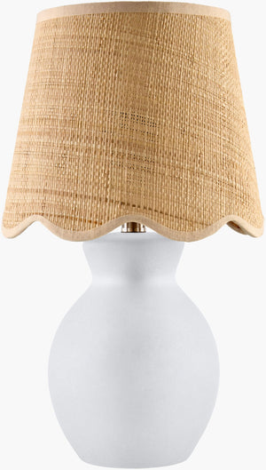 Livabliss Stella Ceramic Base Cotton Shade Compact Accent Lamp for Cottage Bedroom Nightstand STD-077