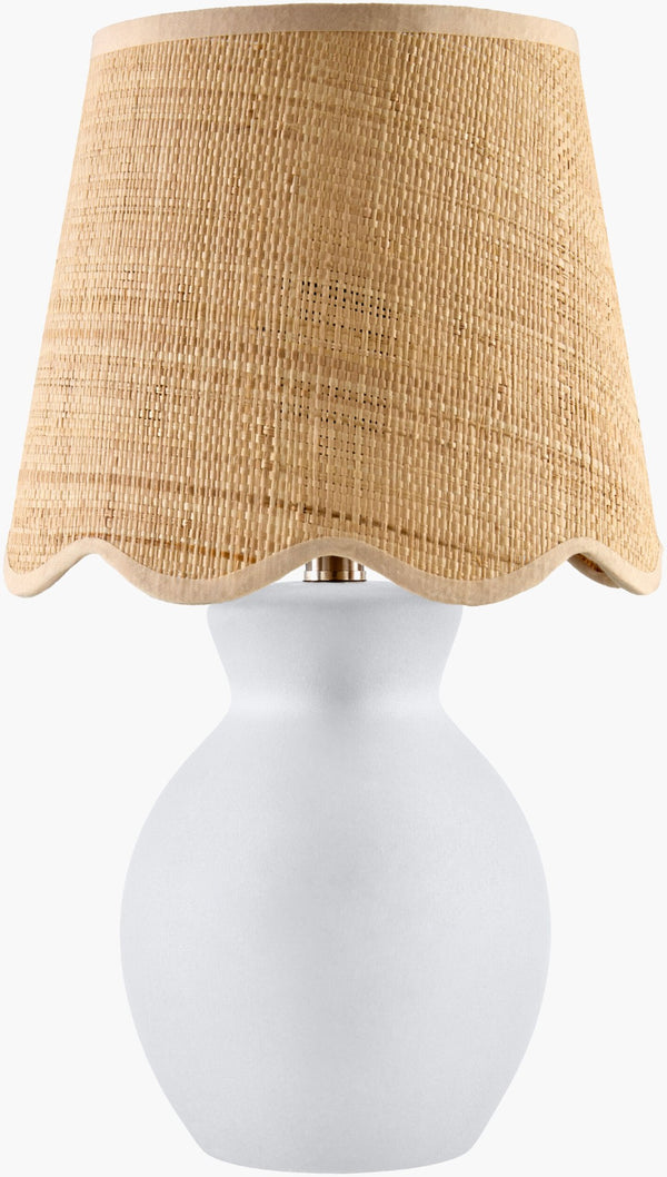 Livabliss Stella Ceramic Base Cotton Shade Compact Accent Lamp for Cottage Bedroom Nightstand STD-077