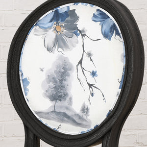 English Elm Christopher Knight Home® - ROUND Round Back Chair Set with French Country Fabric, Floral & Chevron Accents, Rubberwood Legs Blue+Multi 62529.00PRT