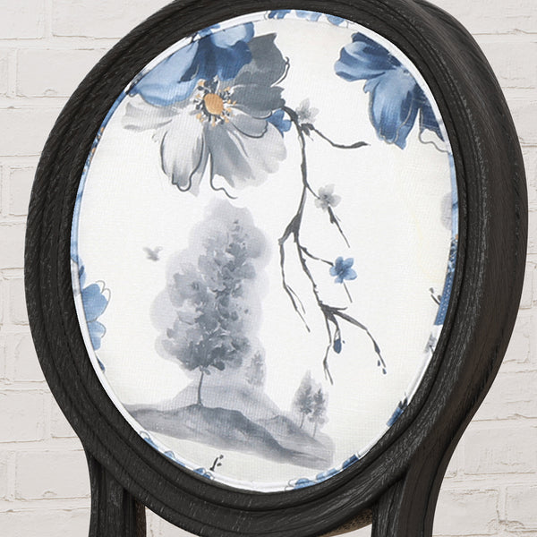 English Elm Christopher Knight Home® - ROUND Round Back Chair Set with French Country Fabric, Floral & Chevron Accents, Rubberwood Legs Blue+Multi 62529.00PRT