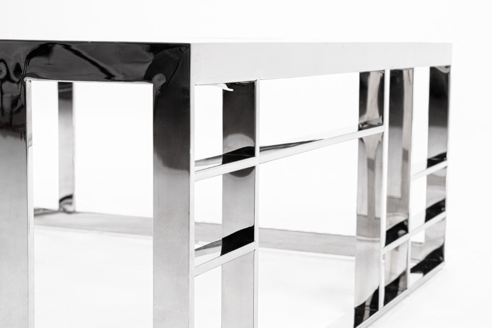 VIG Furniture Stephen Modern Glass & Stainless Steel Square Coffee Table, 40" Spacious Tempered Top, Sleek Low-Profile Design VGHB-341E