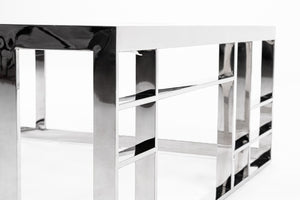 VIG Furniture Stephen Modern Glass & Stainless Steel Square Coffee Table, 40" Spacious Tempered Top, Sleek Low-Profile Design VGHB-341E