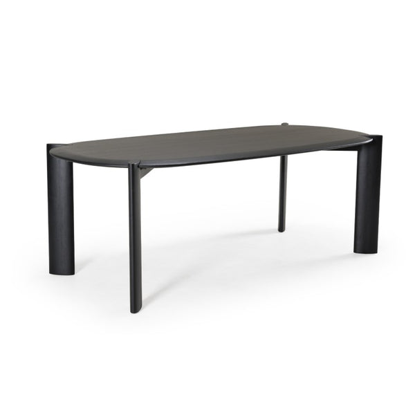 VIG Furniture Steven Modern Black Oval Dining Table W83" X D41.5" X H30" Seats 6 • Solid Oak Base, Oak Veneer Top, Durable Lacquer Finish VGWD-PRY-DN-BLK