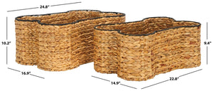 Safavieh Wulfric Set Of 2 Dog Bone Baskets Natural / Black Rattan STG1803A